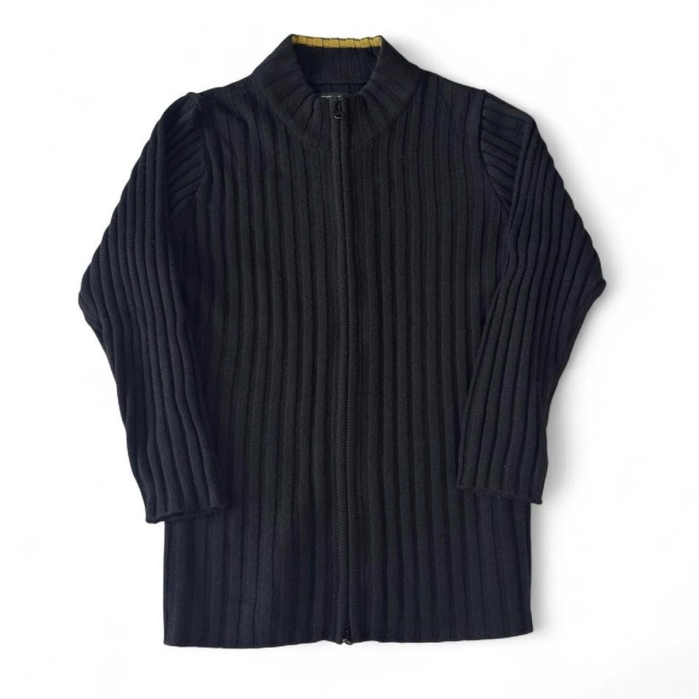 Men’s Vintage Esprit Black Ribbed Knit Full Zip up Sweater